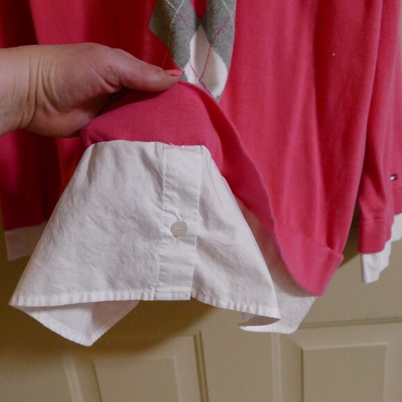 Tommy Hilfiger Plus Size Layered Look Argyle Sweater - Picture 8 of 13